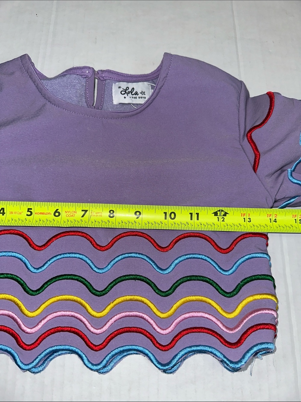 Lola + The Boys Purple Rainbow Top Embroidered Bell Sleeve Size 8 - Picture 9 of 11